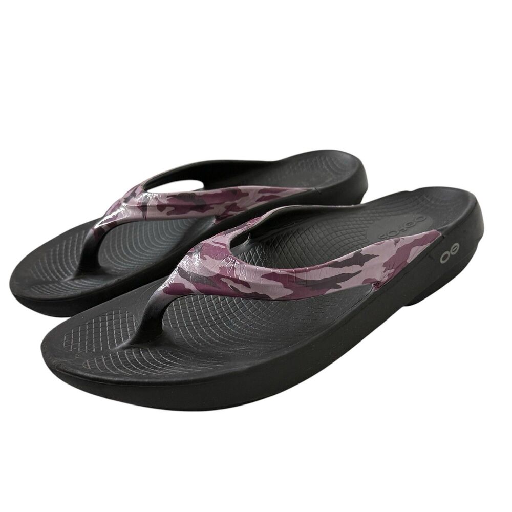 OOFOS OOlala Limited Recovery Sandals Womens 9 Purple Camo Flip Flops EU 40 - Picture 2 of 11